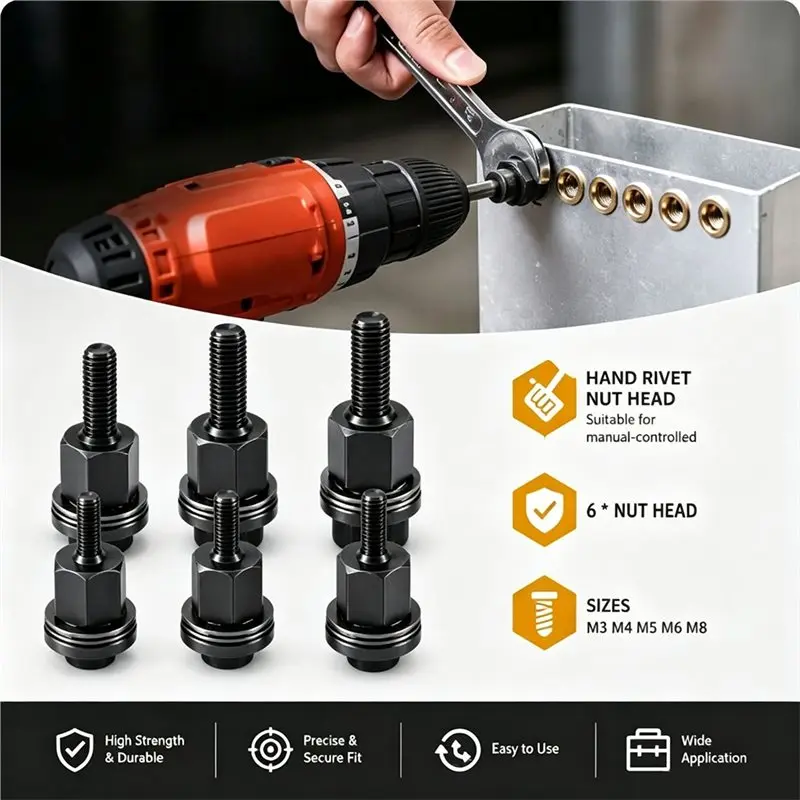AC88 84pcs Manual Riveting Tool Set M3- Sizes, Heavy-Duty Rivet Nuts for Automotive Industrial Welding, Carbon Steel with