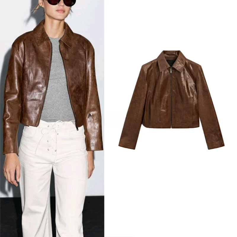 Cooln ed eleganza combinati: MD donna in pelle PU Jaet ort colletto cerniera lunga Sve pendolarismo Sle autunno nuovo arrivo