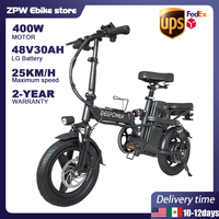 ZPW Adult Fat Tire Electric Bike Folding Ebike K300 400W 48V 30AH Electric Bicycle City Commuter Electric Bike Urban Ebike