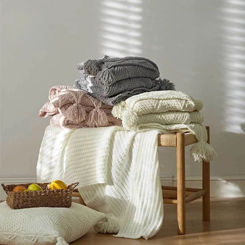 Chenille Knitted Blanket Air Conditioning Sofa Cover Blanket  Afternoon Nap Blanket Not EasilyDeformable  Home Accessories