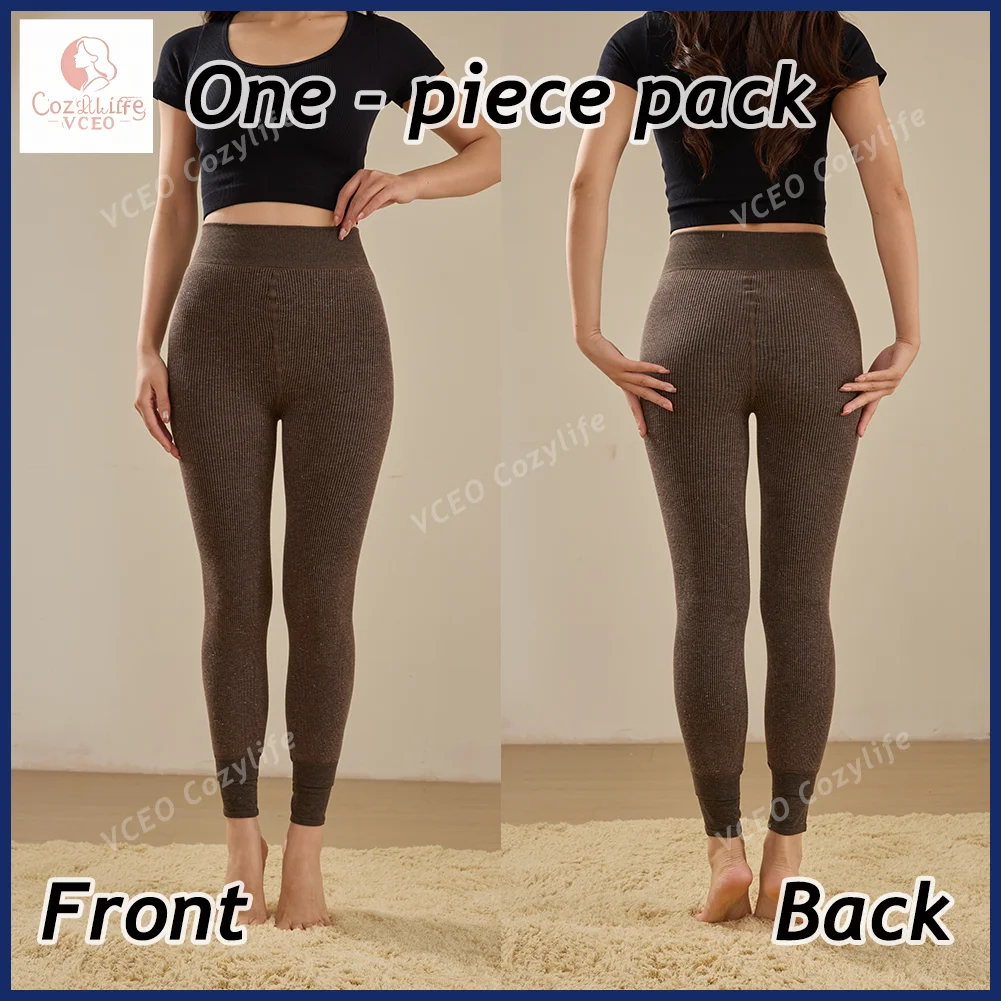 Warm fleece - padded leggings Warm thermal leggings Heavyweight 300g Fleece for Ultimate Warmth High - waisted warm leggings