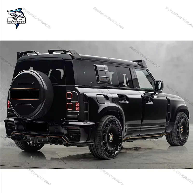 طقم جسم عريض من ألياف الكربون الجافة على طراز M لسيارة لاند روفر ديفندر محرك غطاء محرك السيارة سقف سبويلر طقم تحويل غطاء العجلة الاحتياطية