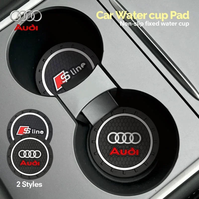 2pcs Car Coaster Water Cup Slot Non-Slip Mat Pad Silicone Holder For Audi Sline A4 B7 B8 B9 A3 8P 8V 8L A5 A6 C6 C5 C7 A1