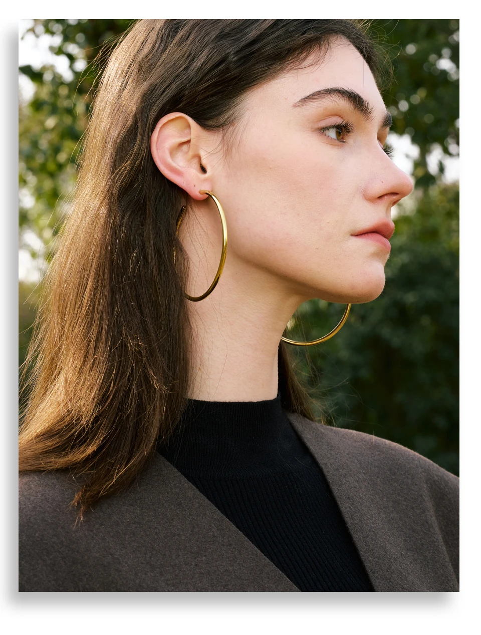 Yhpup 25/30/40/50/60/70mm Minimalist C-Shape Round Daily Hoop Earrings Stainless Steel Versatile Popular PVD Waterproof Jewelry – Detail 2