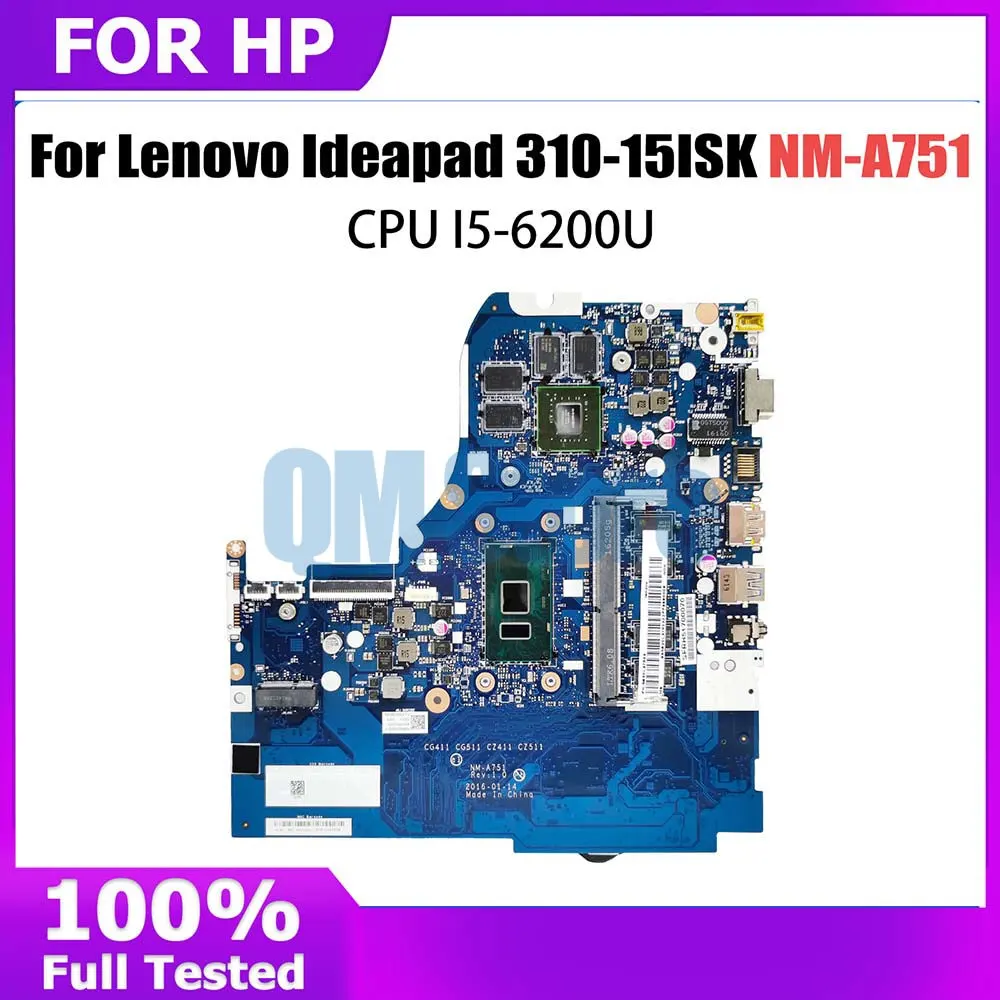 

NM-A751 Notebook Mainboard For Lenovo Ideapad 310-15ISK 510-15ISK Laptop Motherboard With I5-6200U CPU 5B20L35898 4G GPU 15Inch