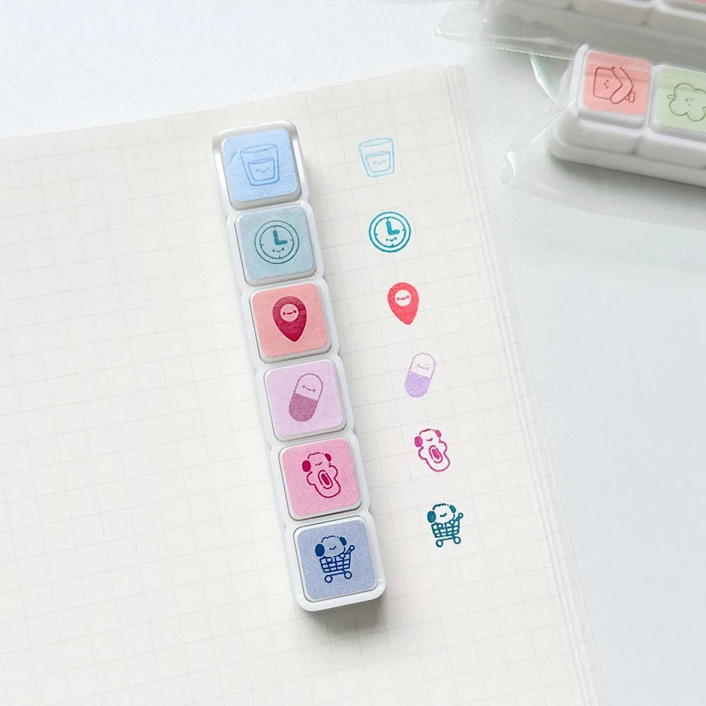 New Kawaii Stamps Decorative 6 Designs Cartoon Scrapbooking Stamp Press Inkpad Stamps Arts Diy Crafts Album