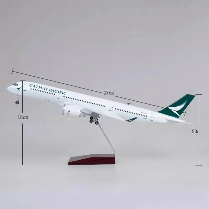 Imagem -05 - Avião da Resina do Diecast das Engrenagens de Aterragem da Luz do Modelo w para a Coleção Avião A350 B747 Cathay Pacífico da Escala de 47cm 142