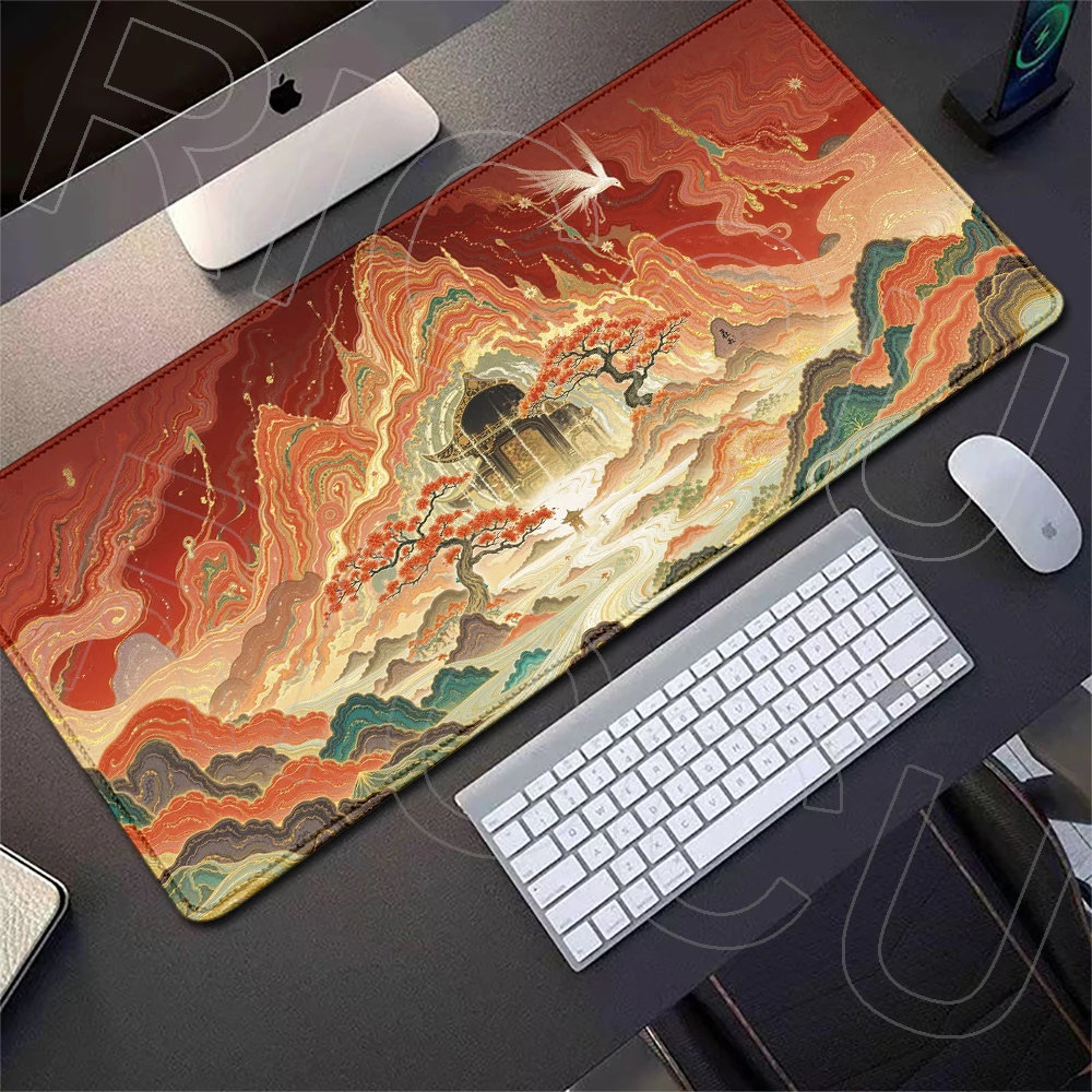 Erweiterte Mauspads mit Berg- und Meereslandschaft, rutschfester Gummi, für Spiele, Heimbüro-Zubehör, Laptop-Mauspad, Spielmatte, Gamer-Schreibtischmatte – Detail 10