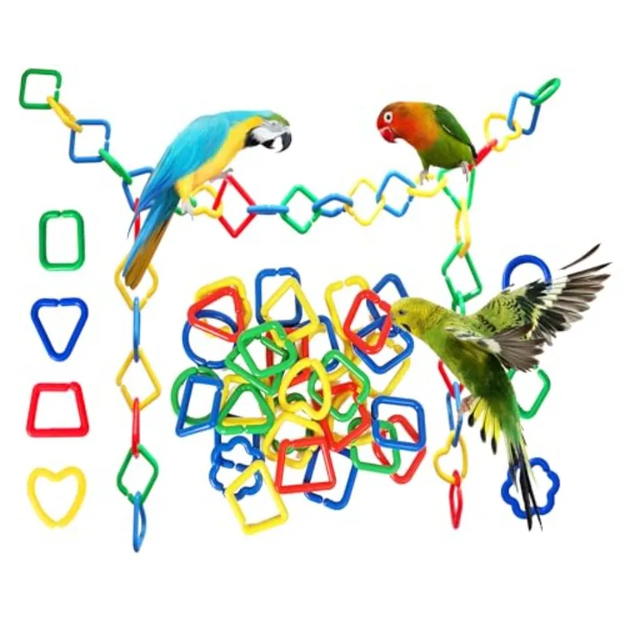 40 Stuks Plastic Ketting Links Speelgoed Willekeurige Vorm Kleur Link Suiker Zweefvliegtuig Kooi Accessoires Vogel Speelgoed Met Haken Voor Klimmen schommel Lti