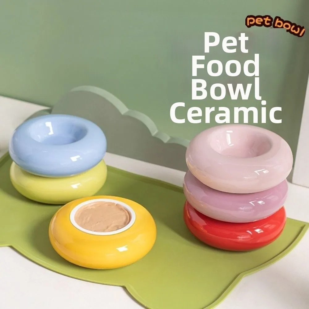 Ceramic Cat Food Water Bowl Anti Vomiting Stable Pet Feeder Dish Multifunction Anti Slip Pet Water Feeder Container