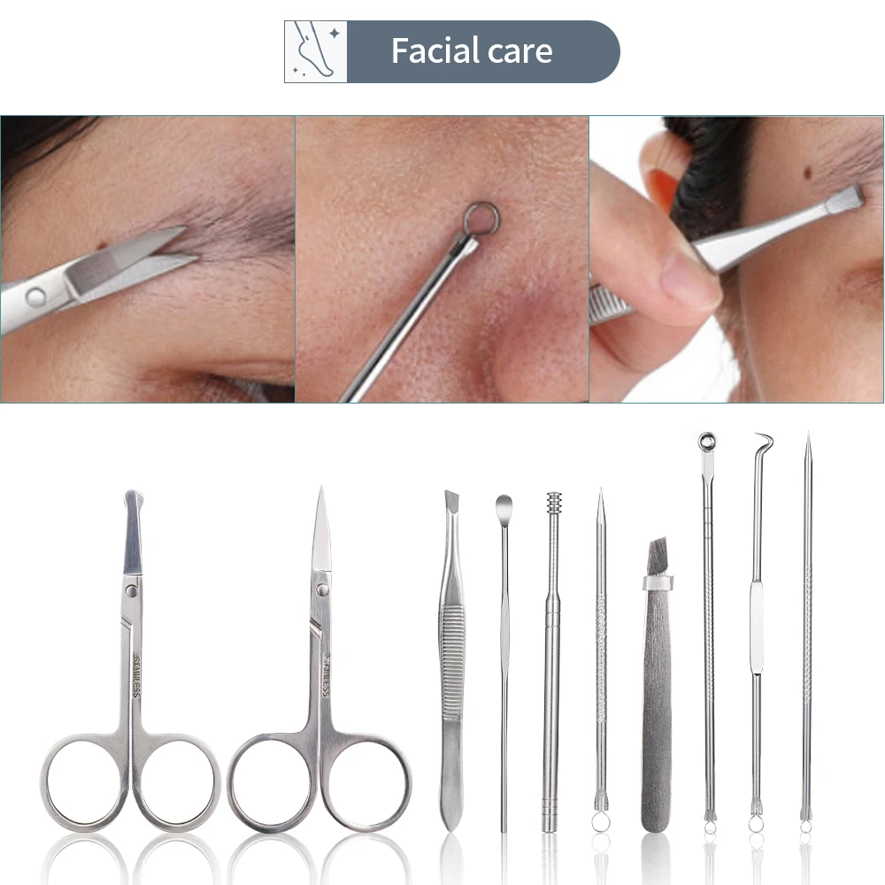 26 pçs conjunto de manicure profissional cortador de unhas kit pedicure ferramentas cuidados com as unhas para viagens aliciamento mulheres e homens cuidados aliciamento ferramentas