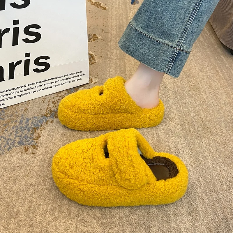 

Comfortable Furry Mary Jane Cotton oes Women's Outerwear Autumn Winter New Fairy Sle Fluffy Slip-On oes Soft Bot