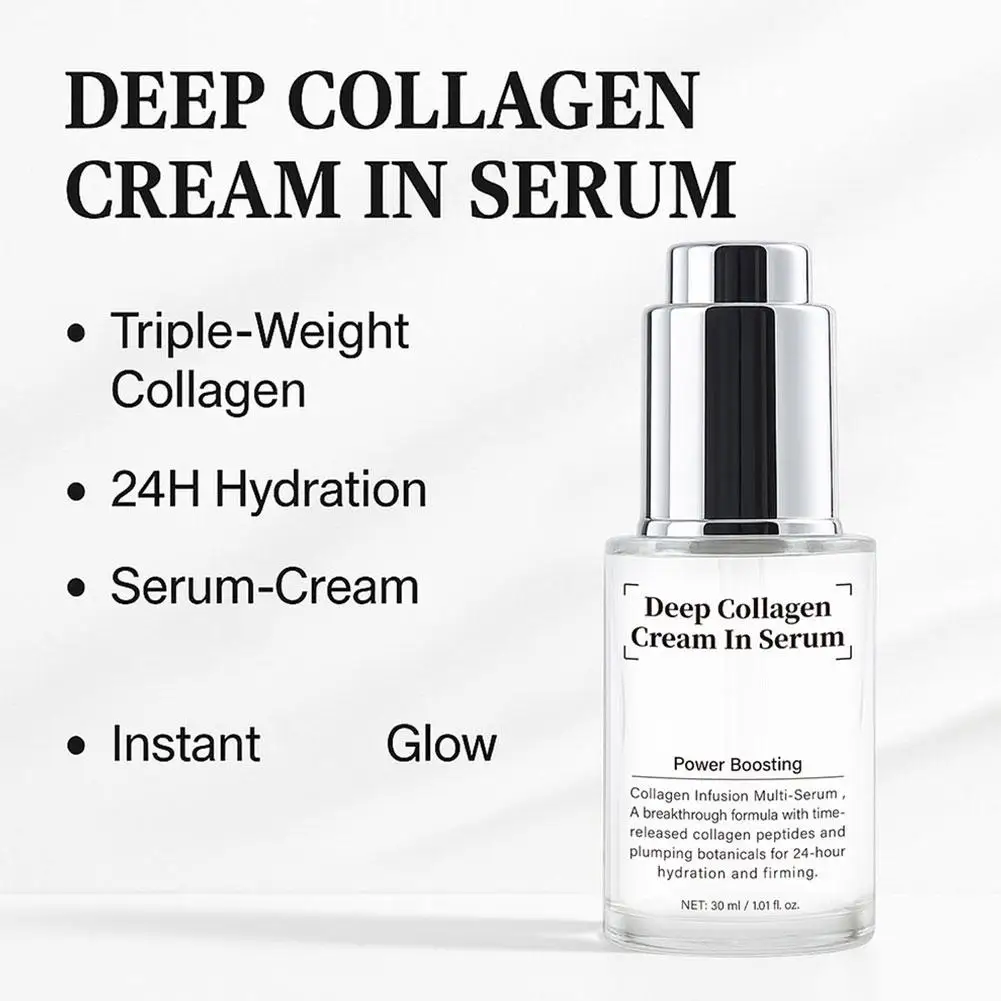 Creme de colágeno profundo de 30ml em soro - multi-soro de infusão de colágeno com reforço de energia, hidratação 24H e reafirmante ilumina a pele