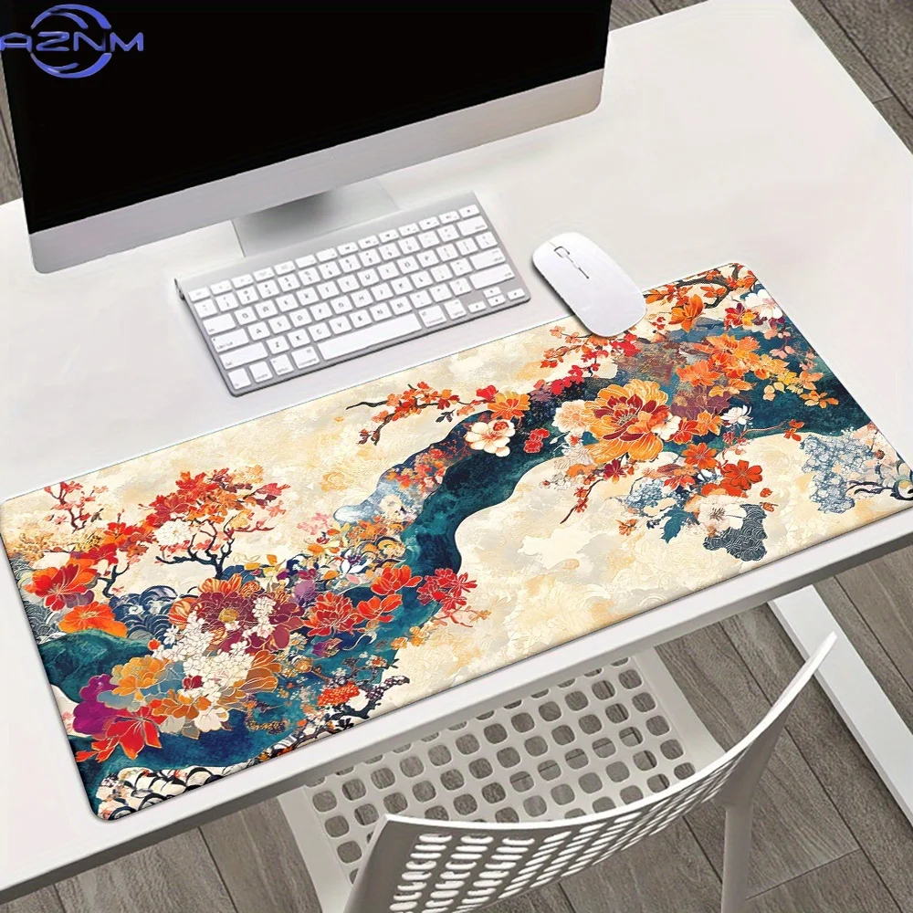 Japanese Style Crane Printing Trendy Mousepad, Keyboard Gaming Additions Mouse Mat, Office Computer PC Gamer Laptop Desk Mat