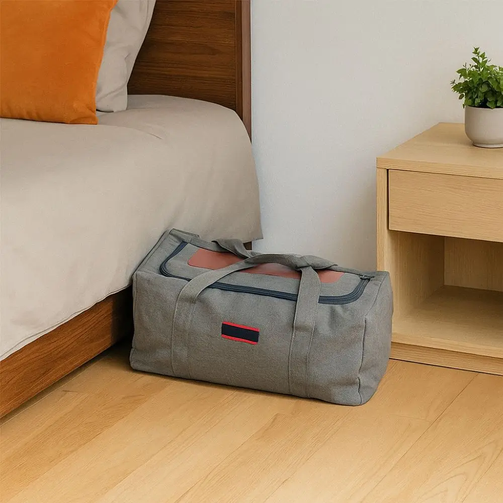 Sturdy Canvas Travel Bag Foldable Wear-resistant Tote Bag Large Capacity Weekender Bags for Home