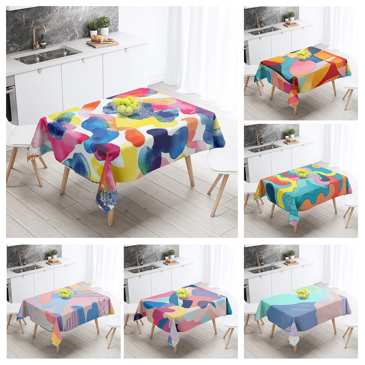 Nordic Minimalist Geometric Tablecloth 140X200cm Machine Washable Ins Style Dining Tablecloth Household Living Room Decorative