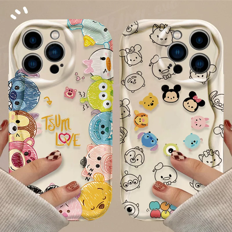 Cartoon Disney Mickey Mouse 3D Wave Case For iPhone 15 14 13 12 11 Pro Max X XR XS 8 7 6 6S Plus SE 2020 Shockproof Soft Cover