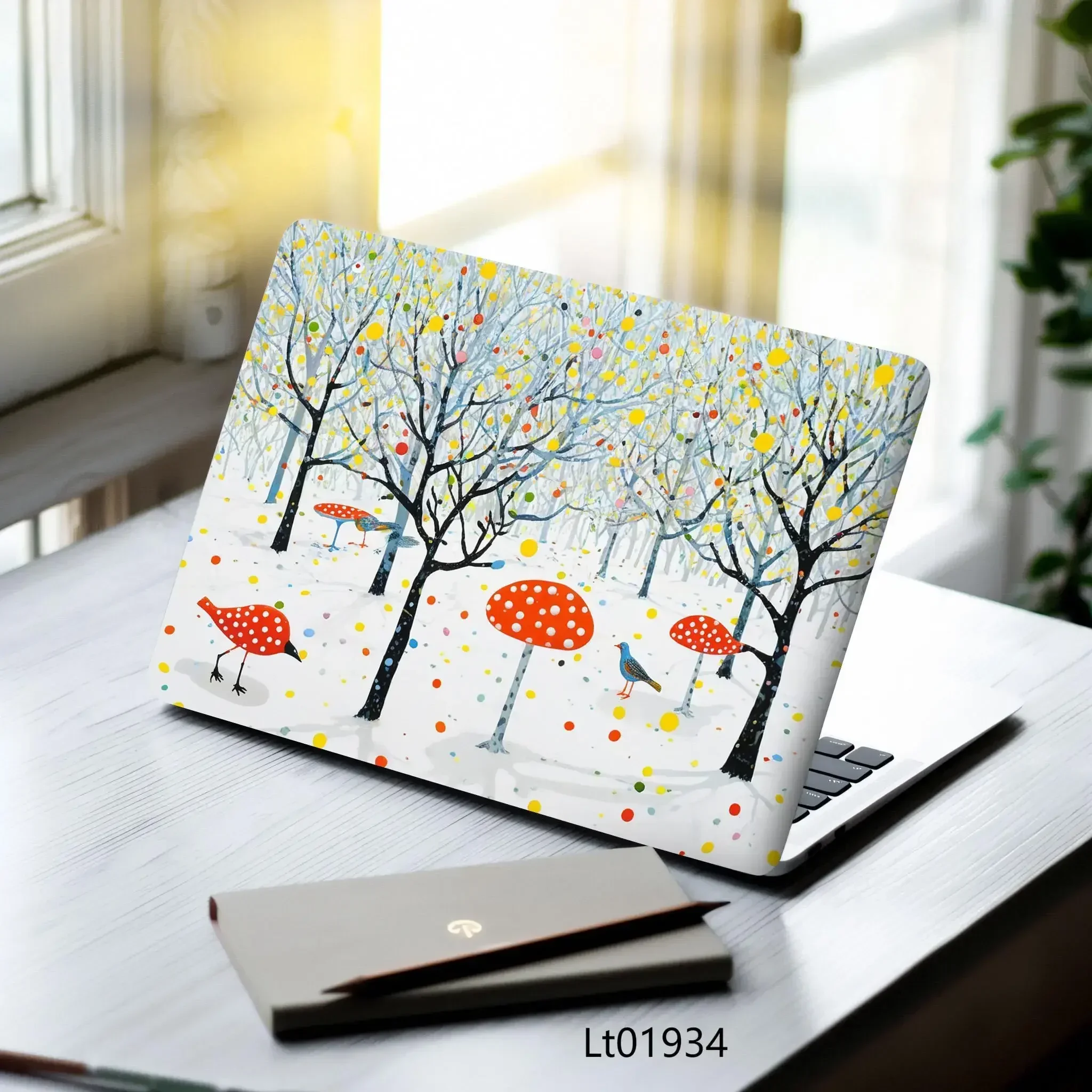 PVC Oil Painting Flower Laptop Stickers 2 Pcs 15.07x10.82 Inches Aesthetic Vinyl Decals for MacBook Tablet PC Stickers MacBook