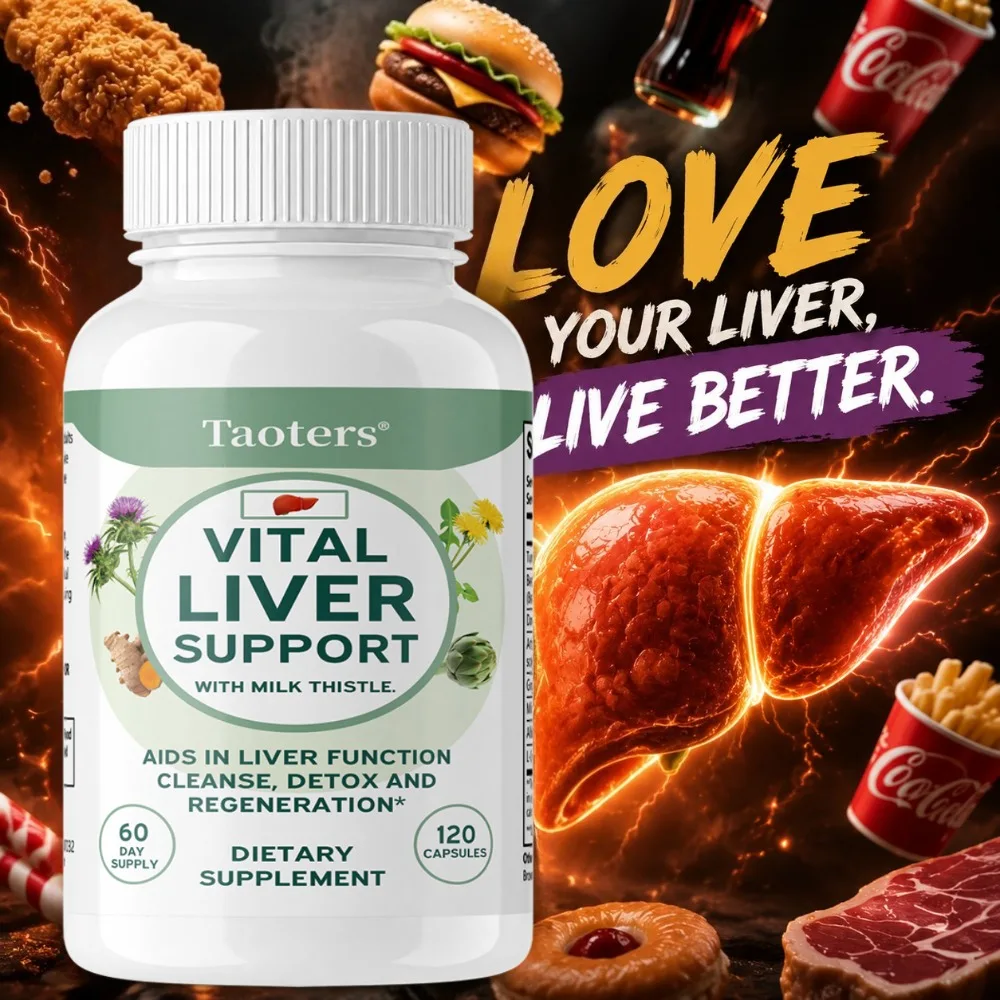 Milk Thistle Liver Support Supplement - 8-in-1 Liver Support Formula with Beetroot, Artichoke, Dandelion, Non-GMO, Gluten-free