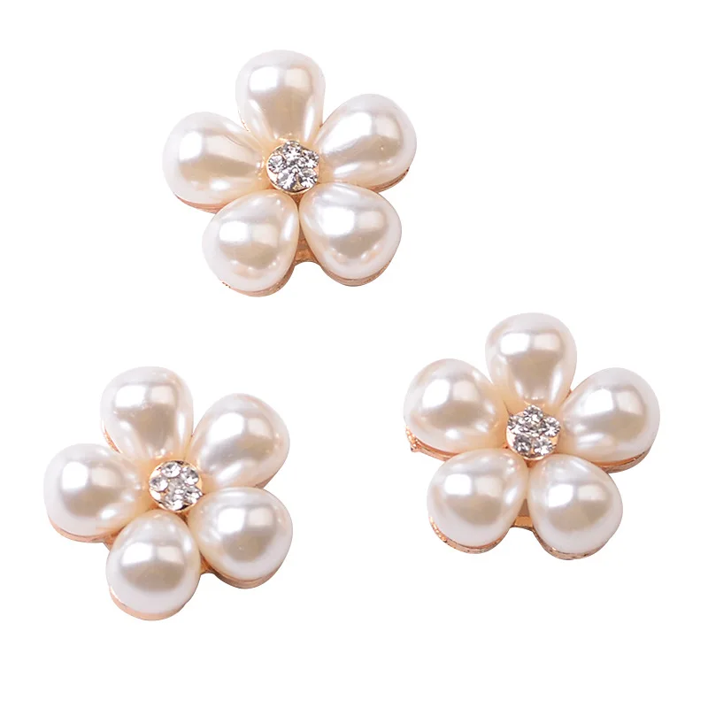 10pcs/lot Alloy Rhinestone Pearl Buttons Girl Hair Wedding Invitation Card Decorative Buttons Dress Crafts Jewelry Accessories