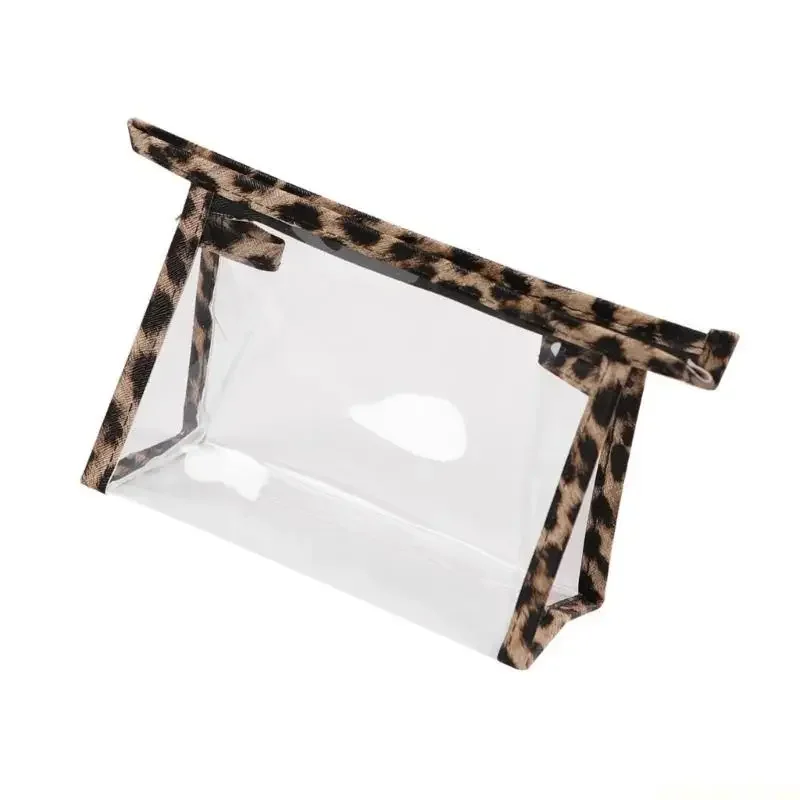 X90D Travel Cosmetic Bag,Large Capacity Leopard Makeup Bag with Zipper,Transparent Toiletry Bag Makeup Accessories