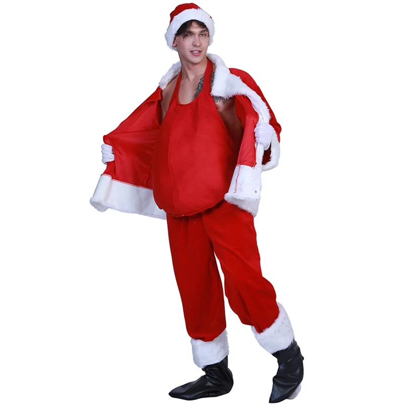 A51M-Funny Unisex Santa Claus Fake Belly Christmas Stage Show Props Accessories Dress Up Cosplay Christmas Party Stuff