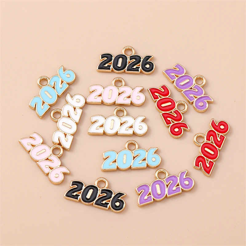 20 Stück 18x9mm Niedliche Emaille-Neujahrs-2026-Zahlen-Anhänger für Schmuckherstellung, Halsketten, Ohrringe, Armbänder, DIY-Bastelbedarf – Detail 12