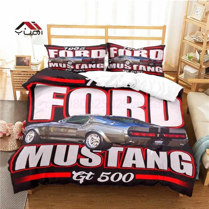 

Mustang Ford Car Pattern Duvet Cover Set Bedding for Adult Kids Bed Set Comforter Cover Bedding Set 10 Sizes