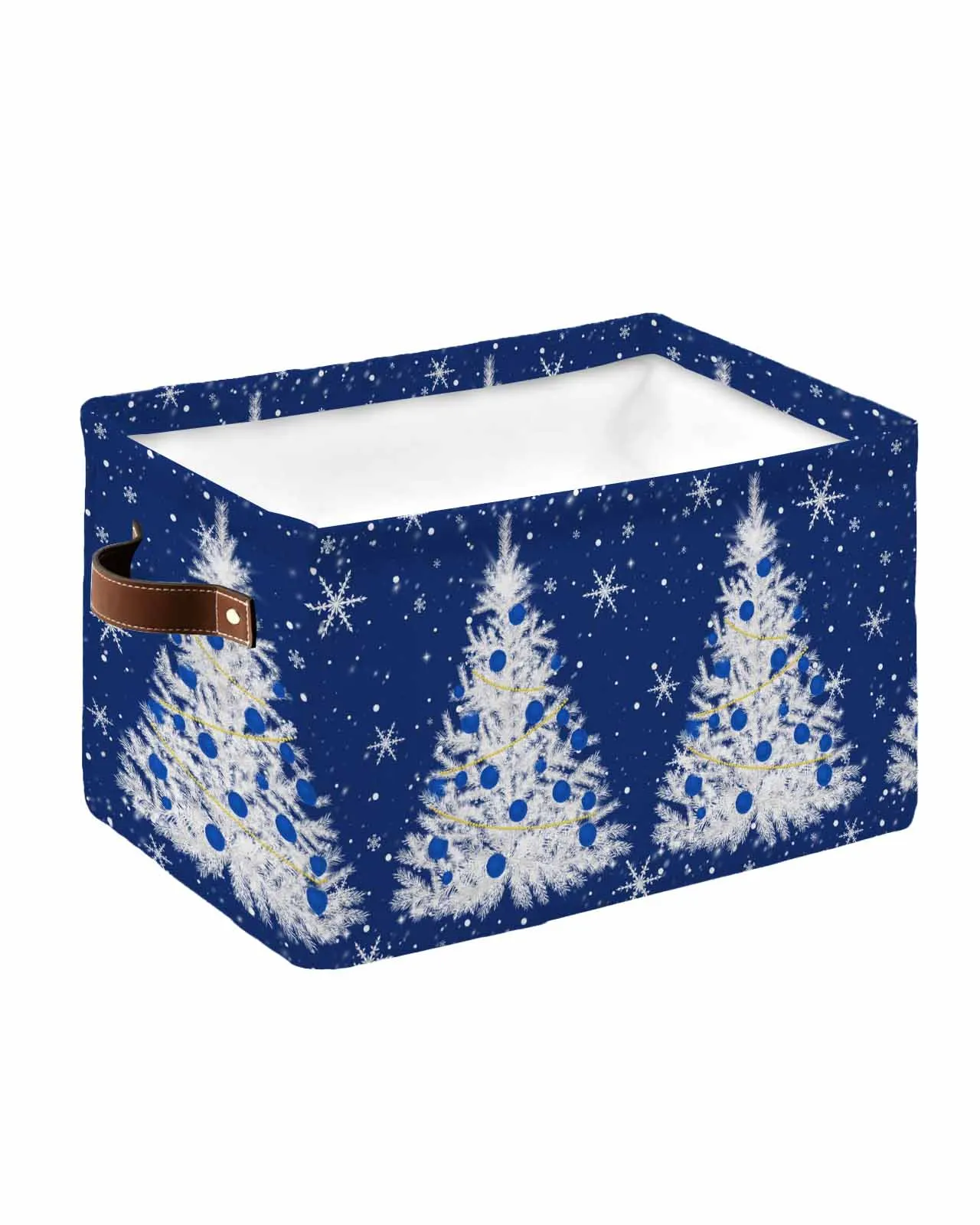 Blue Snowflake Storage Basket, Clothes Folding Box para Berçário, Toy Organizer, Lavanderia Basket com alça