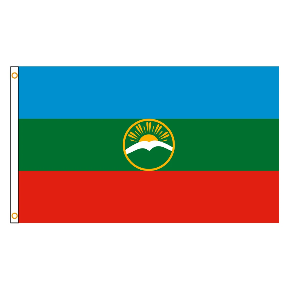 60×90 90x150 120×180CM Karachay Cherkessia Emblem Flag Polyester Printed Banner Russian Federation Tapestry For Decor