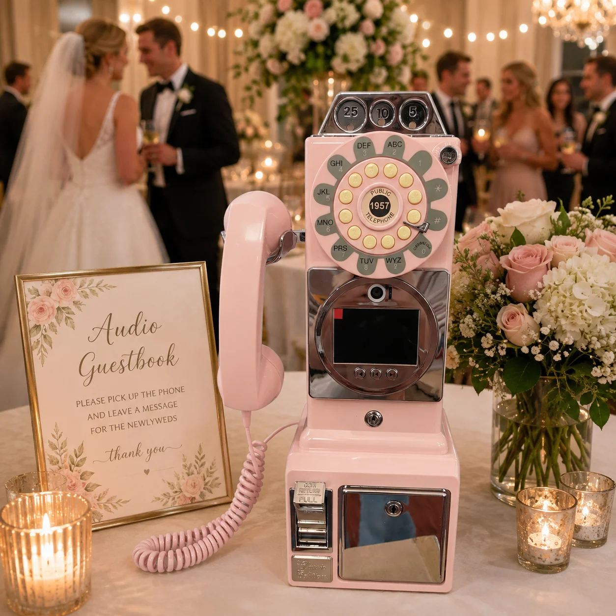 FiayaCom Video guestbook Retro phone, Audio Wedding Phone, With a messaging feature，Record Preserve Your Special Occasions, for