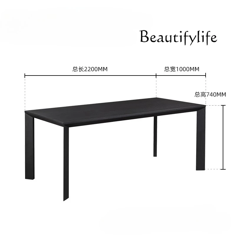 

Italian minimalist solid wood dining table and chair combination modern simple dining room long dining table living room home