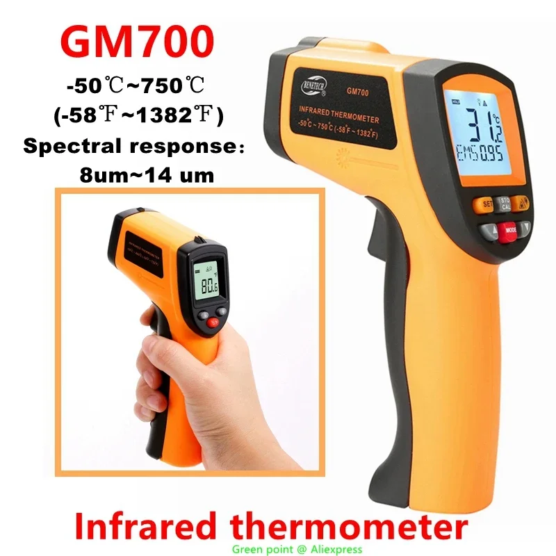 5PCS Handheld Digital Laser Infrared Thermometer Non-Contact High Accuracy Industrial IR Temperature Hygrometer Meter Testers