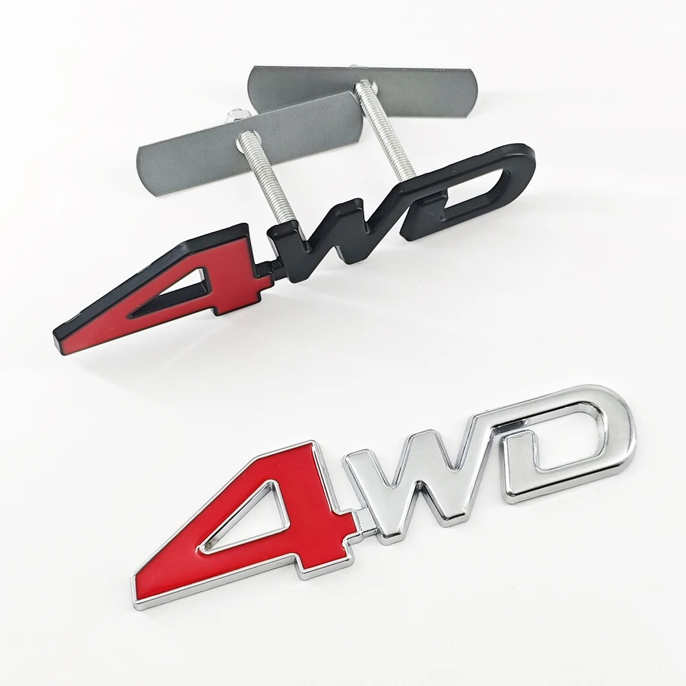 

3D Metal 4WD Logo Letters Grill Emblem Badge Fender Trunk Sticker Decal For Honda Suzuki CRV Accord Civic ASX Car Accessories