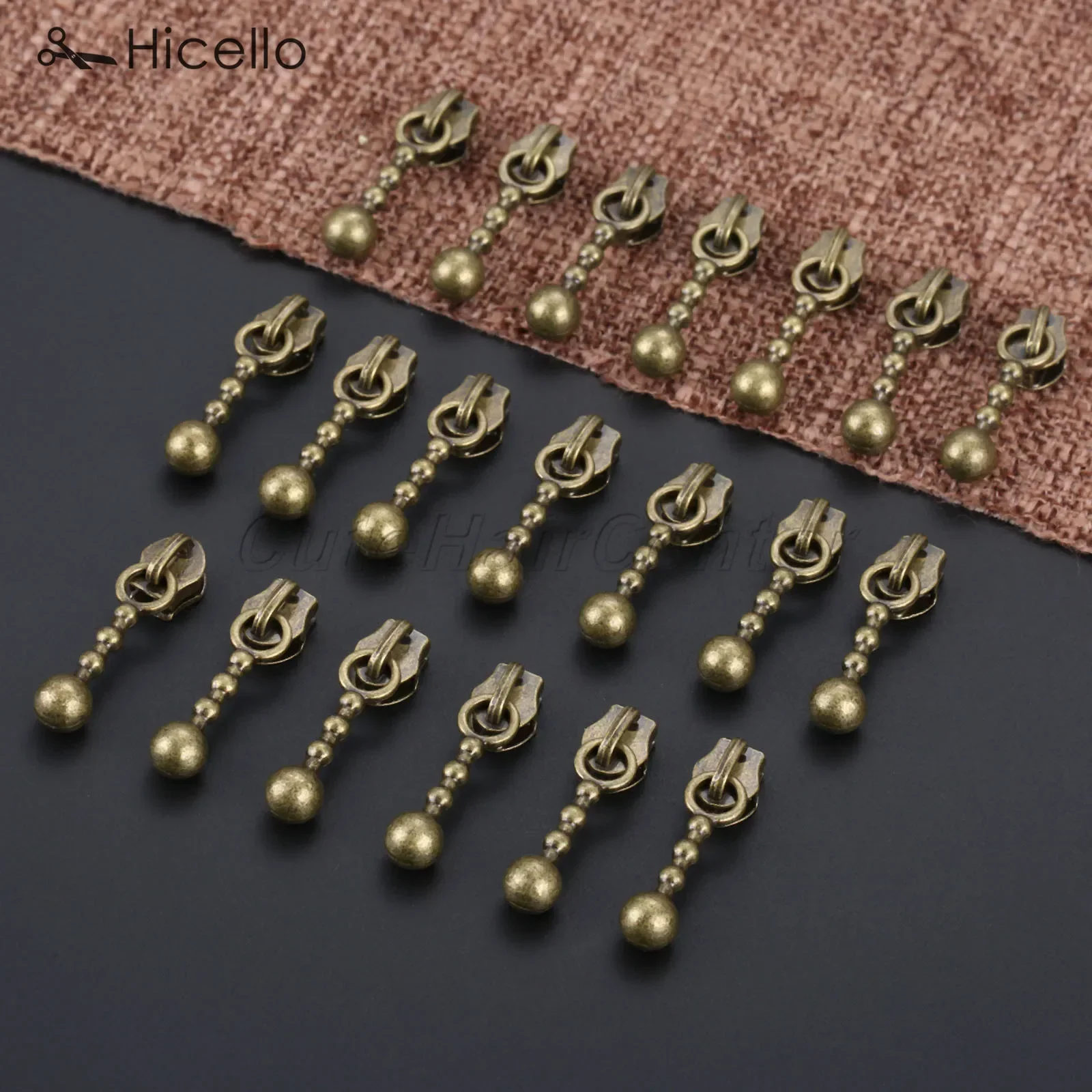 20pcs/lot Zipper Sliders Metal 3# Nylon Zippers Replace Pulls Drop Shape Antique Bronze DIY Craft Sewing Accessories Hicello