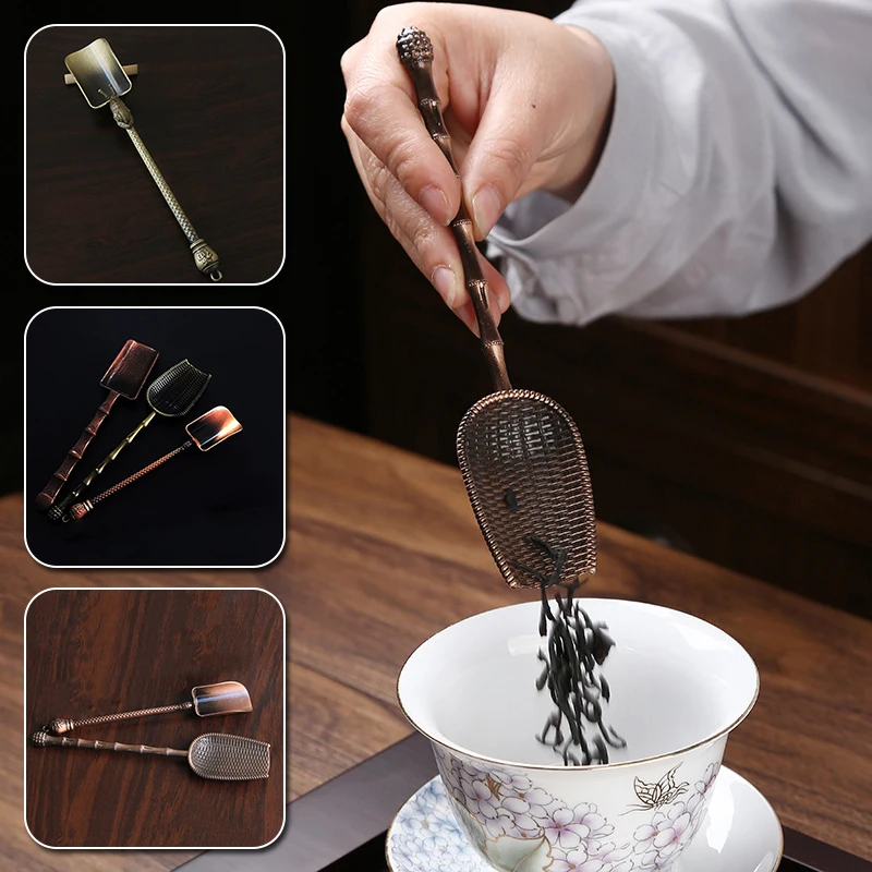 New Retro Metal Chinese Tea Scoop Spoon Teaspoon Tea Set Shovel Tea Leaves Chooser Holder Tea Ceremony Utensils Accessories Tool