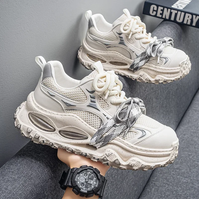 Zapatos informales de malla transpirable con parte inferior gruesa para adolescentes, suela de goma, punta redonda, diseño de Color, sin cuero, para verano