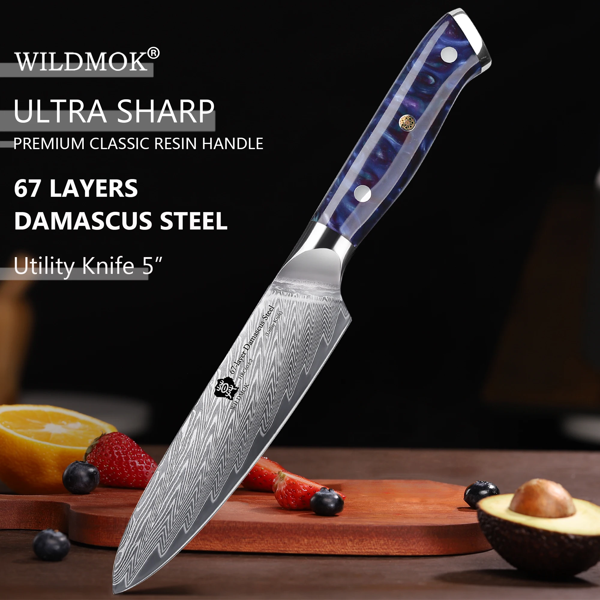 WILDMOK Kitchen Utility Knife - Multipurpose Knife for Peeling Dicing, 5
