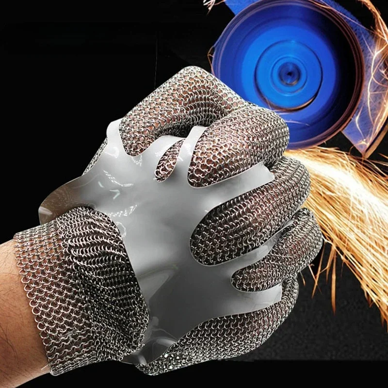 Guantes resistentes a cortes de acero inoxidable, nivel 5, para matadero y jardinería, trabajo de alto riesgo, Protección Laboral, 1 piezas