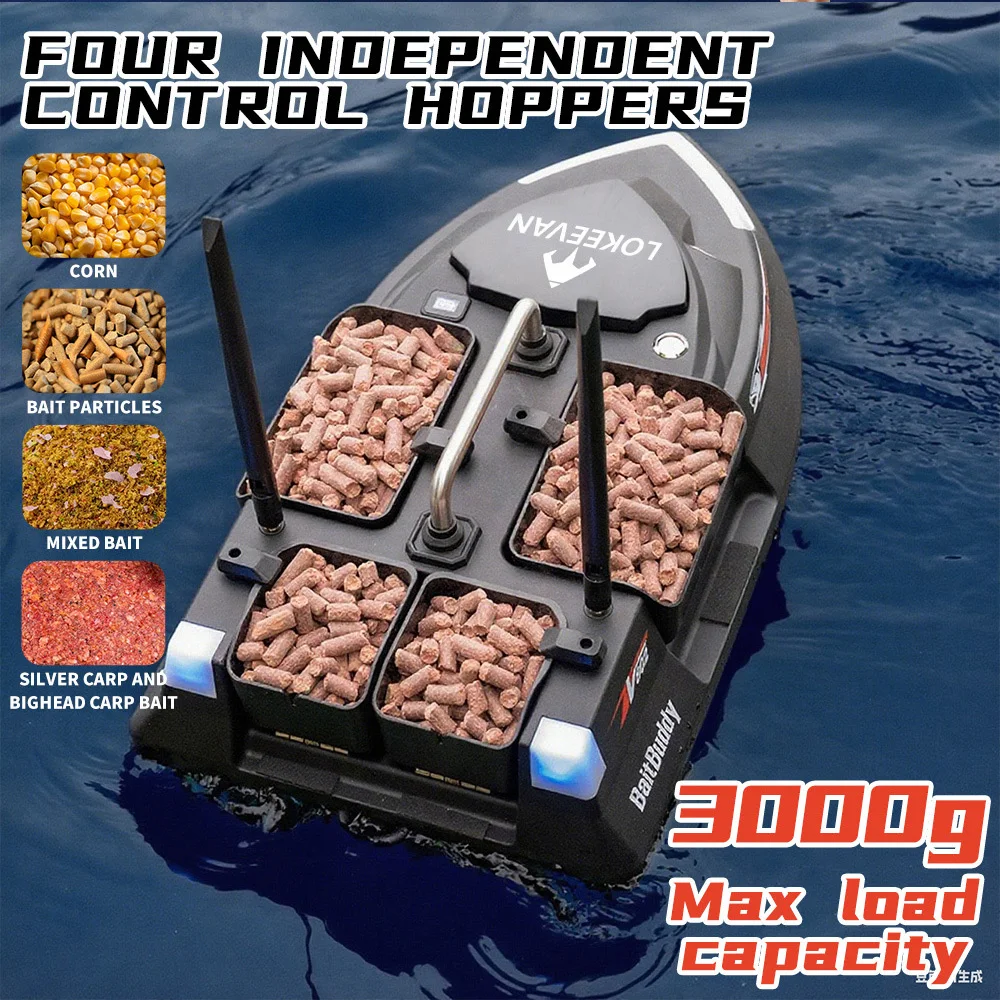 RC Köderboot V802 Pro 4 Köder 500m Automatische Rückkehr bei Verlust/Niedrigem Akkustand 160 Punkte, Tempomat Maximale Zuladung Angelköderboot