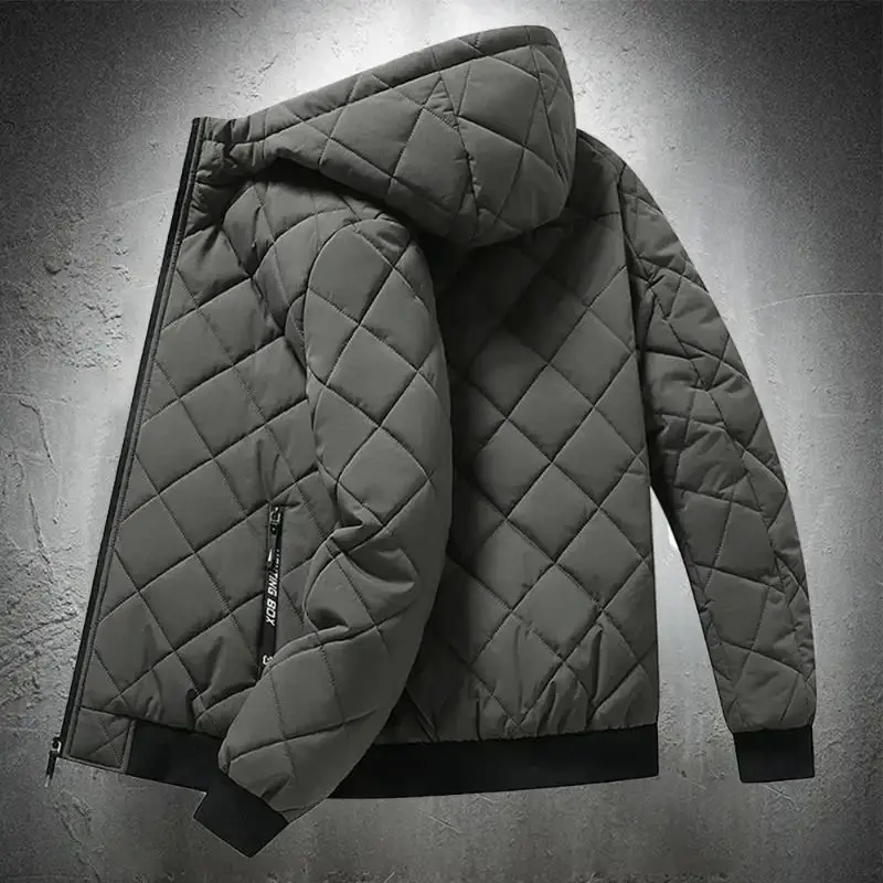 

Men's Hooded Cotton Padded Jacket Autumn Winter Long Style Baseball Collar Youth Trendy Long Jacket for Men