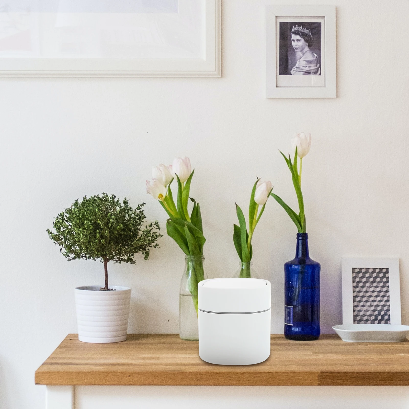 

Mini Trash Can Small Bin Household Storage Container White Desktop Office High Quality Plastic Bag Waste Pop Lid Clean