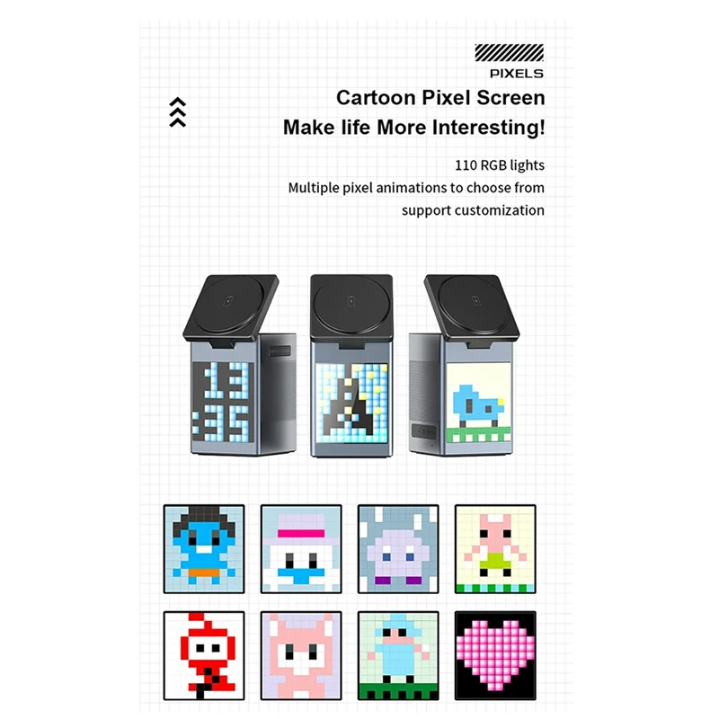 Abki-alto-falante bluetooth 3-em-1 carregador sem fio para iphone 16 15 14 13 12 estação de carregamento rápido para relógio 9 8 7 6 5 4