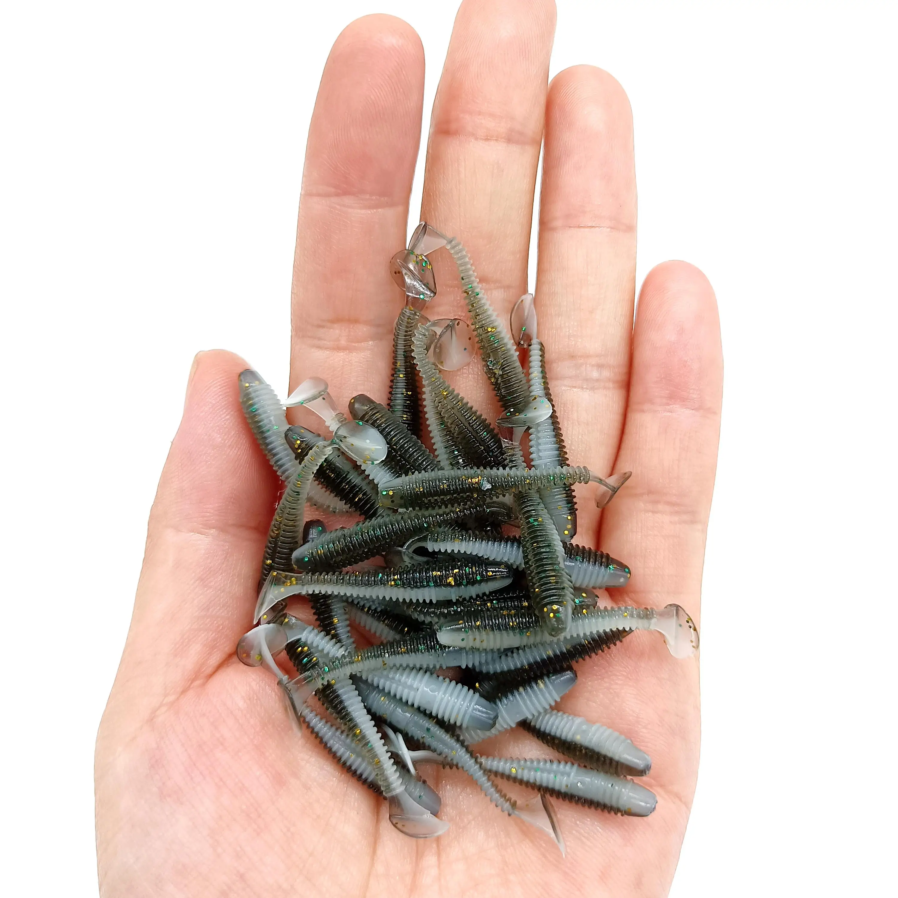 DUODUOYU 10PCS Mini Weiche Angeln Köder 0,37g/3,5 cm Kleine Ttail Wurm Köder Wobbler Isca Pesca Karpfen künstliche Köder Angelgerät