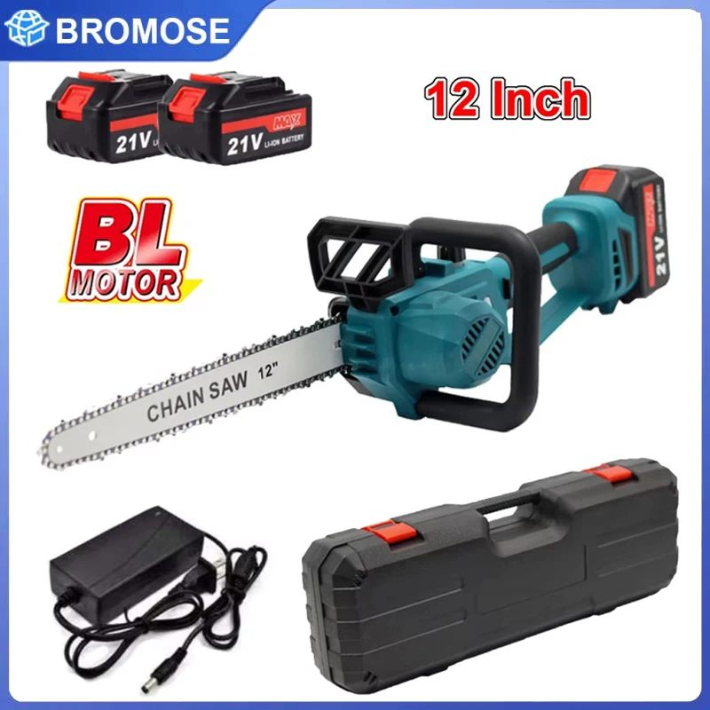 Motosega elettrica senza spazzole da 1500 W, 12 pollici, per lavori di falegnameria, utensile elettrico portatile da giardino, compatibile con batteria Makita