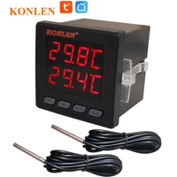 Controlador de Sensor de temperatura Dual WIFI, termómetro Tuya, termostato con 2 sondas externas, calentador de agua de caldera, congelador Smartlife