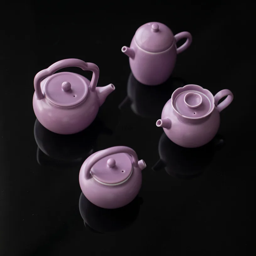 

Matte Purple Glazed Ceramic Teapot Handle Pot Household Kung Fu Tea Set Chinese Style Tea Pot with Ball Hole Filter Single