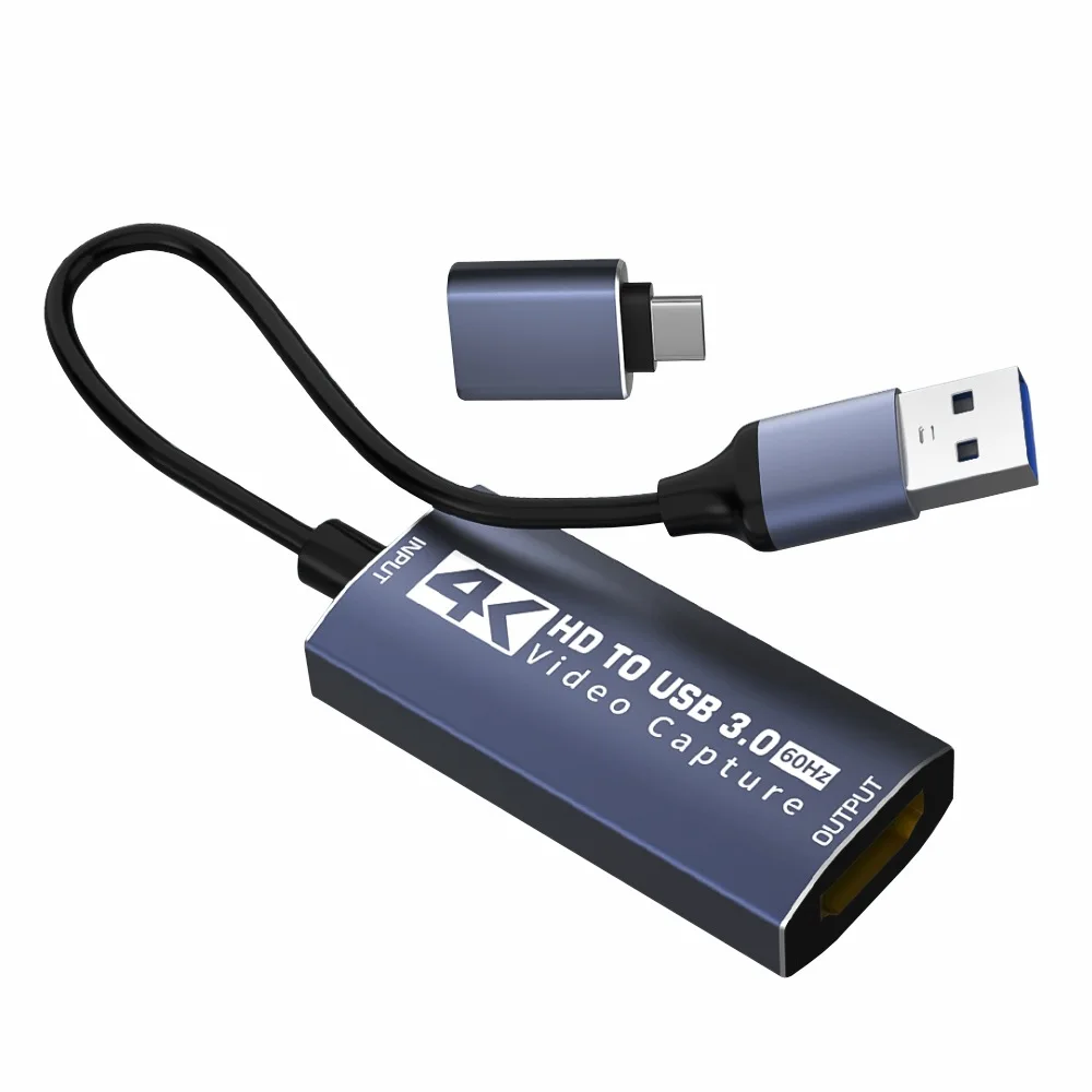 2 in 1 USB 3.0 Video Capture Card 4K hdmi-compatible to USB Type C Game Grabber Record For Switch Xbox PS5/4 Live Broadcast