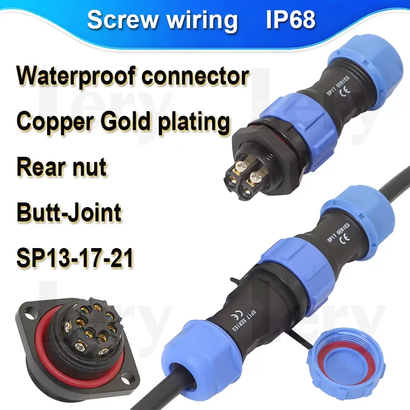 1 Set SP13-17-21 Solder Free ScrewType Aviation Male+Female Docking Plug Socket 2/3/4/5/6-Core Rear Nut  Cable Connector