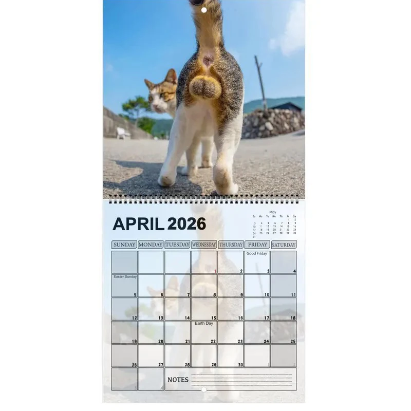 Funny 2026 Cats Buttholes Calendar - Unique Cat Calendar with Humorous Designs Ideal for Gifting and Home Decor